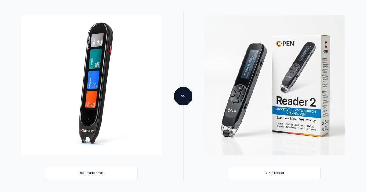 Four reading and translation devices compared side by side